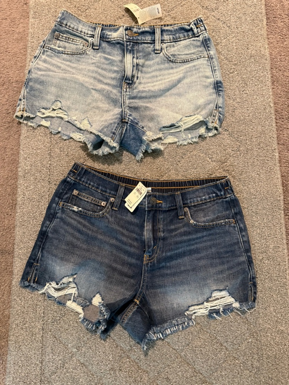 Women’s Distressed Denim Shorts - Light and Dark Blue - x2